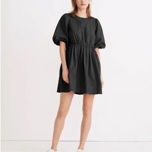 Madewell Black Puff Sleeve Mini Dress